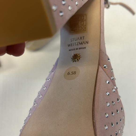 Stuart Weitzman rhinestone platform pink suede heels - Picture 7 of 7
